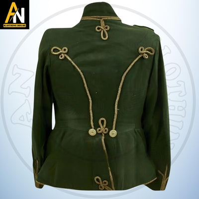 New Imperial German WWI Hussars Atilla Green Dress Jacket - Brand New Mens Napoleonic Hussar Military Uniform By AN KLOTHNG House