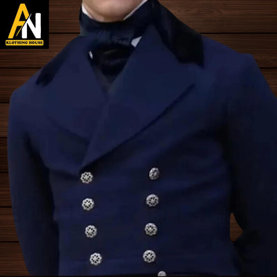 Brand New Handmade Men's Tailcoat Jacket - New Blue Wool Military Tailcoat - Nordic-Inspired Design - Regency Style - Custom-Made Tailcoat