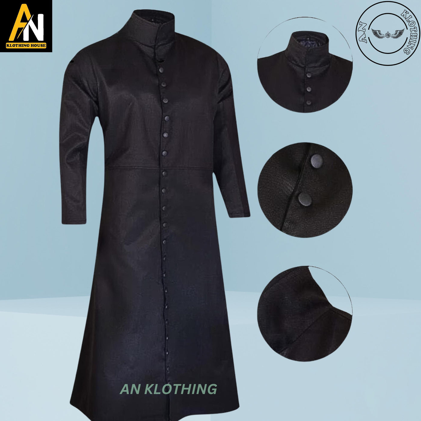 Brand New Cosplay and Gothic Fashion Neo Matrix Heavy Duty Cotton Keanu Reeves - Black Gothic Trench Coat - Black Victorian Trench Coat