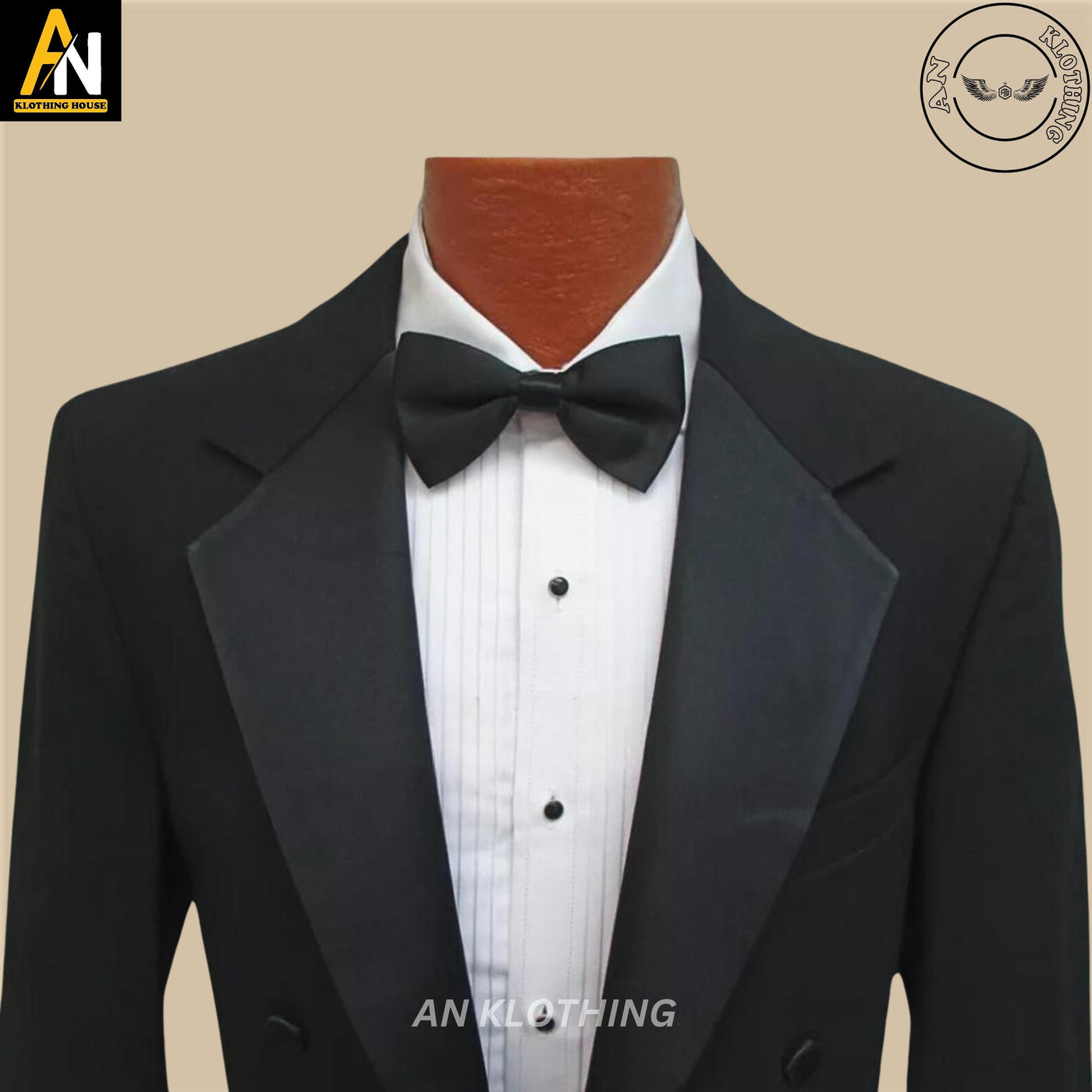 Hand Made - Men's Black Tuxedo Tailcoat Long Tails Wool Formal | Wedding Coat - Premium Men's Long Tailcoat | Men's Classic Suit
