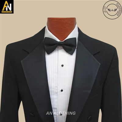 Hand Made - Men's Black Tuxedo Tailcoat Long Tails Wool Formal | Wedding Coat - Premium Men's Long Tailcoat | Men's Classic Suit