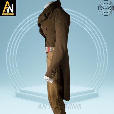 New Male Regency Victorian Military Frock Coat - 1820-30s British Brown Tailcoat - Historical Reenactment - Steampunk - Vintage Gothic Suit