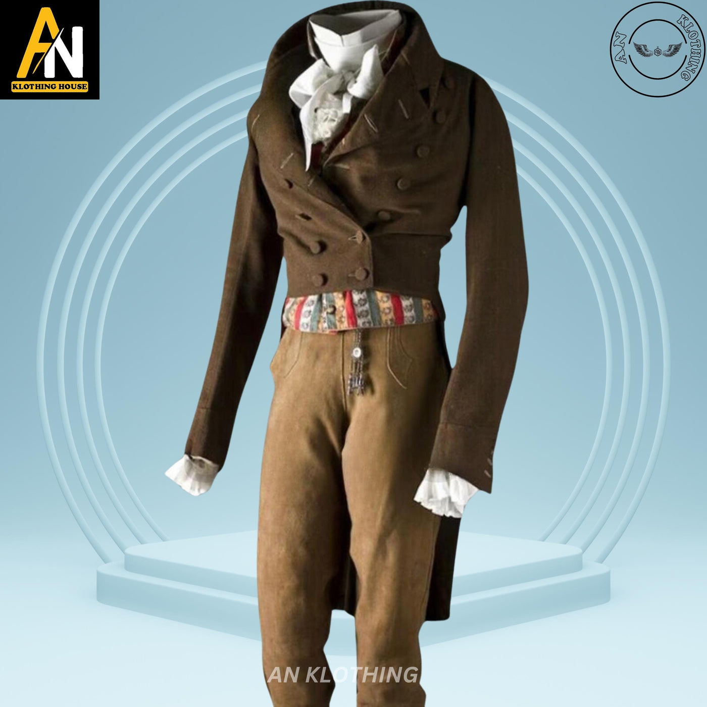 New Male Regency Victorian Military Frock Coat - 1820-30s British Brown Tailcoat - Historical Reenactment - Steampunk - Vintage Gothic Suit