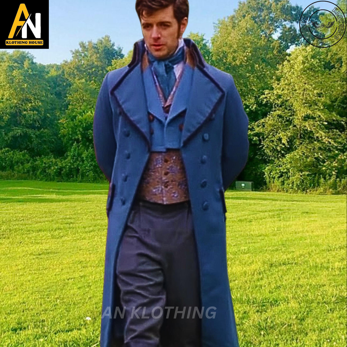 New Dan Jeannotte Coat - Jacket Hand Made - Men Blue Custom Wool Men Long Coat - Dan Jeannotte TV Movie Coat - Edward Blue Coat - 1800s Coat