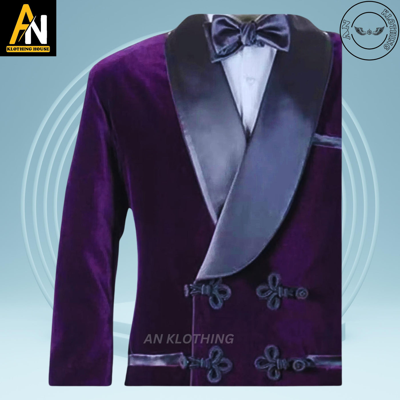 A Formal new Men's Purple Velvet Smoking Jacket Wedding Party - Wear - Dinner Blazer - Frog Coat - Dress Suit Jacket - High quality Coat