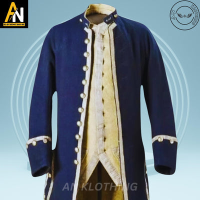 Steampunk Frock Coat - New Men Navy Blue Wool Imperial Frock Coat - Life Guards Military Frock Coat - The Life Of Armor Chamber Frock Coat