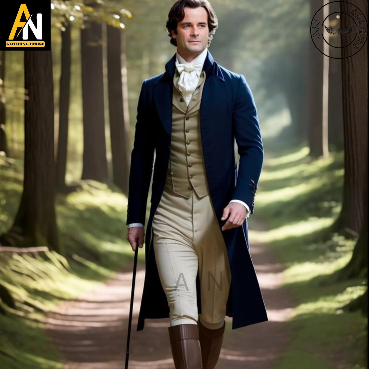Exquisitely Handmade Mr. Darcy-Inspired Men's Dark Blue Regency Coat – Authentic 1800s Style – Custom Fitted Masterpiece - Regency Jacket