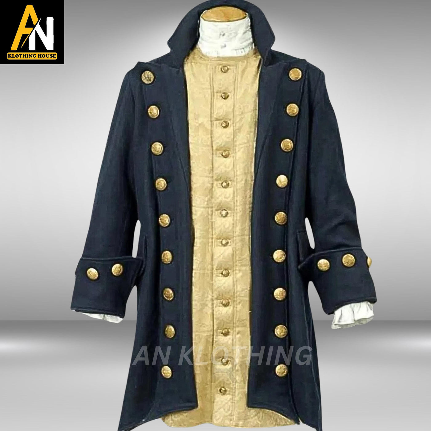 Pirate Costume - Blackbeard Pirate Coat - Buccaneer Halloween coat - Pirates of Caribbean admiral coat - New Blue Admiral Blackbeard Coat