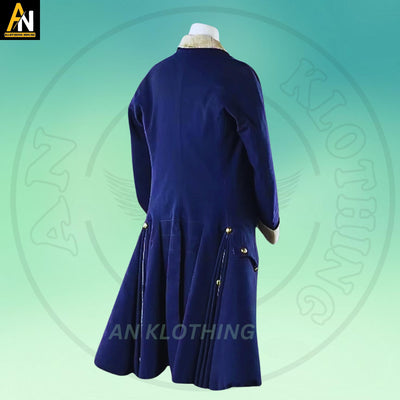 Colonial Pirate Coat - Men’s 18th Century Navy Blue Frock Coat - Naval Royal Officer - Revolutionary War Costume - Historical Reenactment