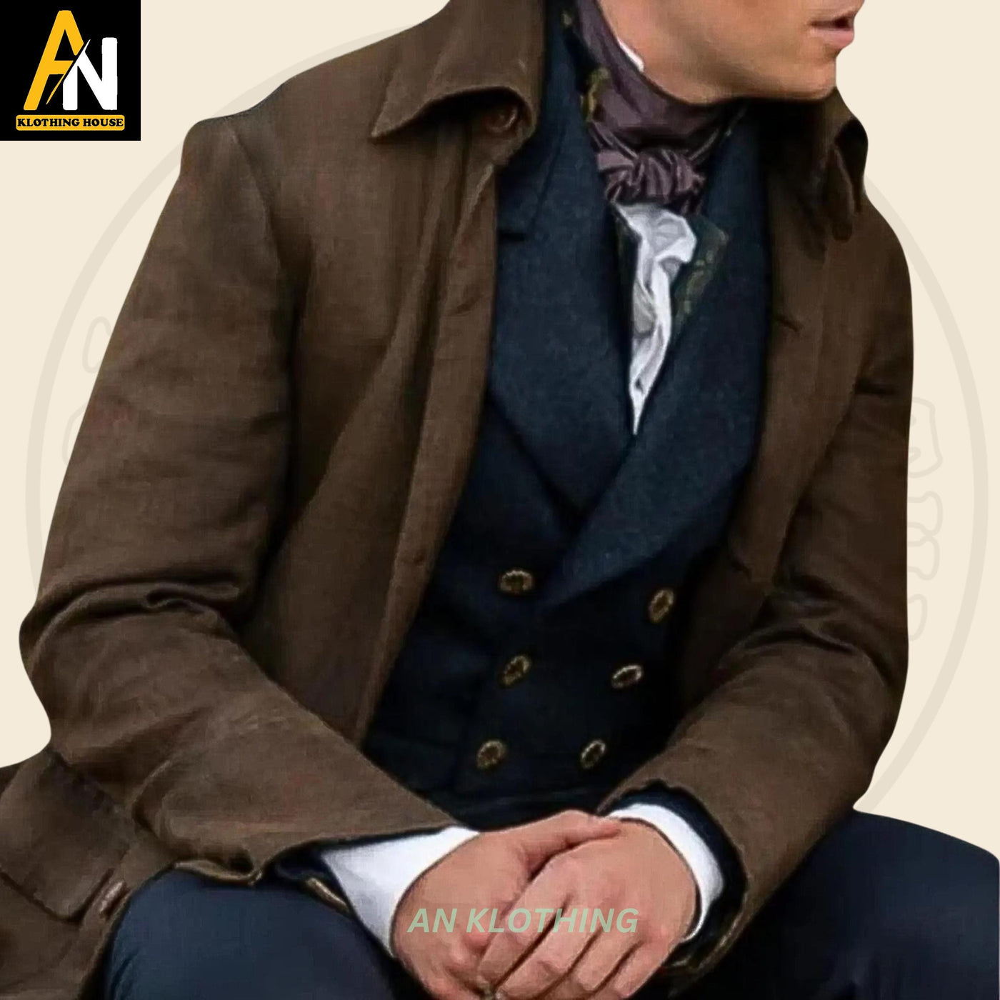 Brand New Men Colin Bridgerton Brown Trench Coat - Military Frock Coat - Civil Officer Frock Coat - 18th Century Frock Coat -80's Frock Coat