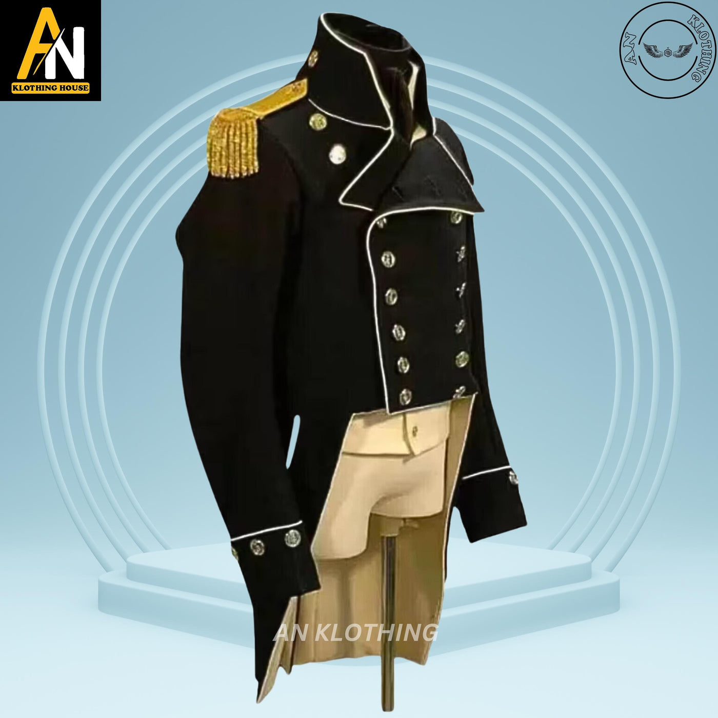 Brand New Handmade Military Jacket - Breasted Coat - Royal Black - Wool Regency - New Lieutenant Uniform - Black Military War Jackets