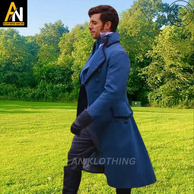 New Dan Jeannotte Coat - Jacket Hand Made - Men Blue Custom Wool Men Long Coat - Dan Jeannotte TV Movie Coat - Edward Blue Coat - 1800s Coat