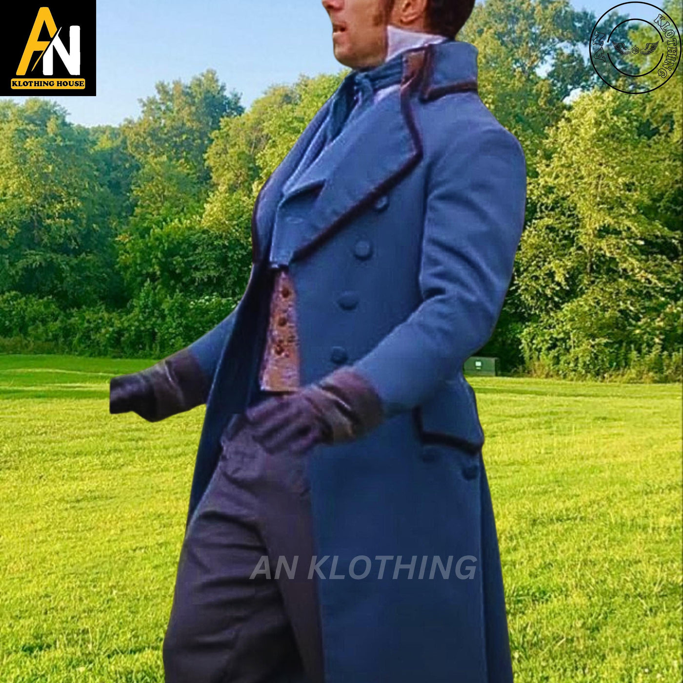 New Dan Jeannotte Coat - Jacket Hand Made - Men Blue Custom Wool Men Long Coat - Dan Jeannotte TV Movie Coat - Edward Blue Coat - 1800s Coat