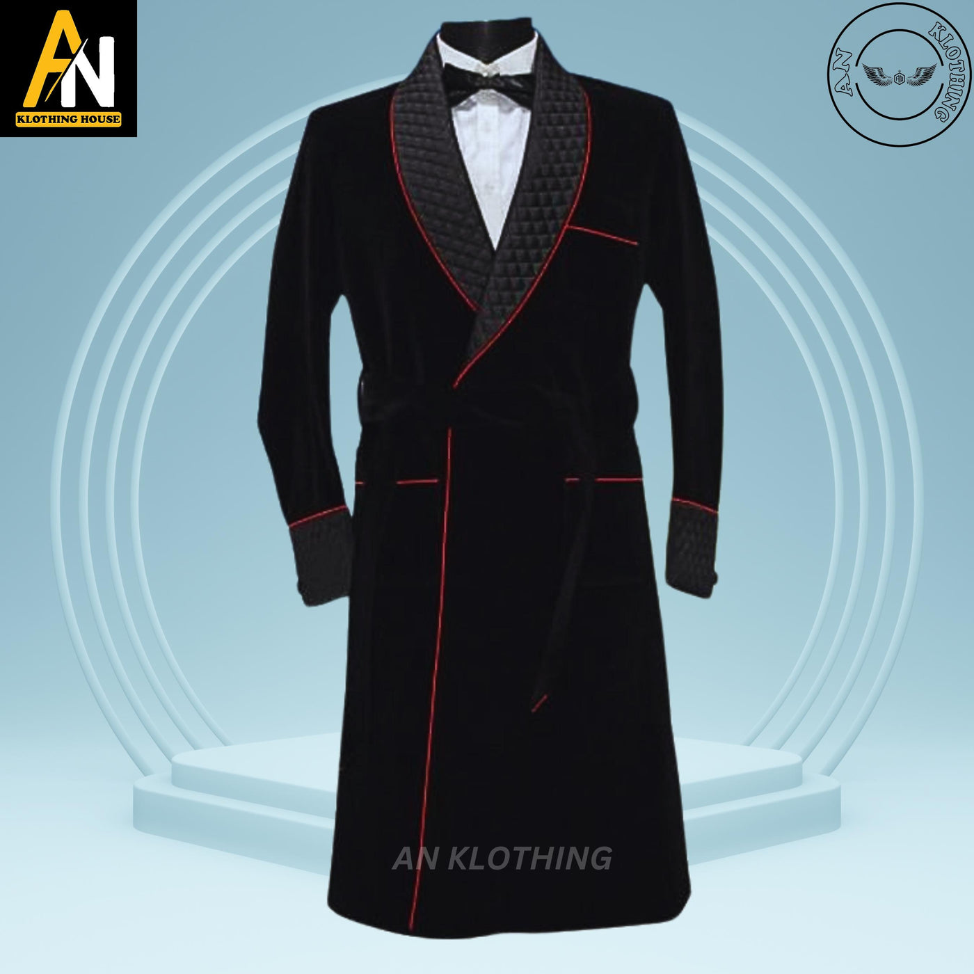 Men's Elegant Black Smoking Jacket - Long Gown - Evening Wear | Christmas Party - Long Gown Options and Velvet Variations | Long Velvet Suit