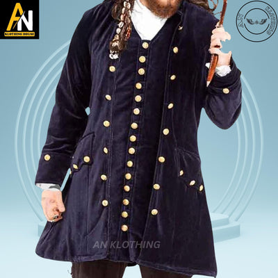 AN Klothing Presents Men's Deluxe Pirate Admiral Coat - Inspired by Pirates of the Caribbean - Jacket Sparrow Costume - Armor Chamber Coat