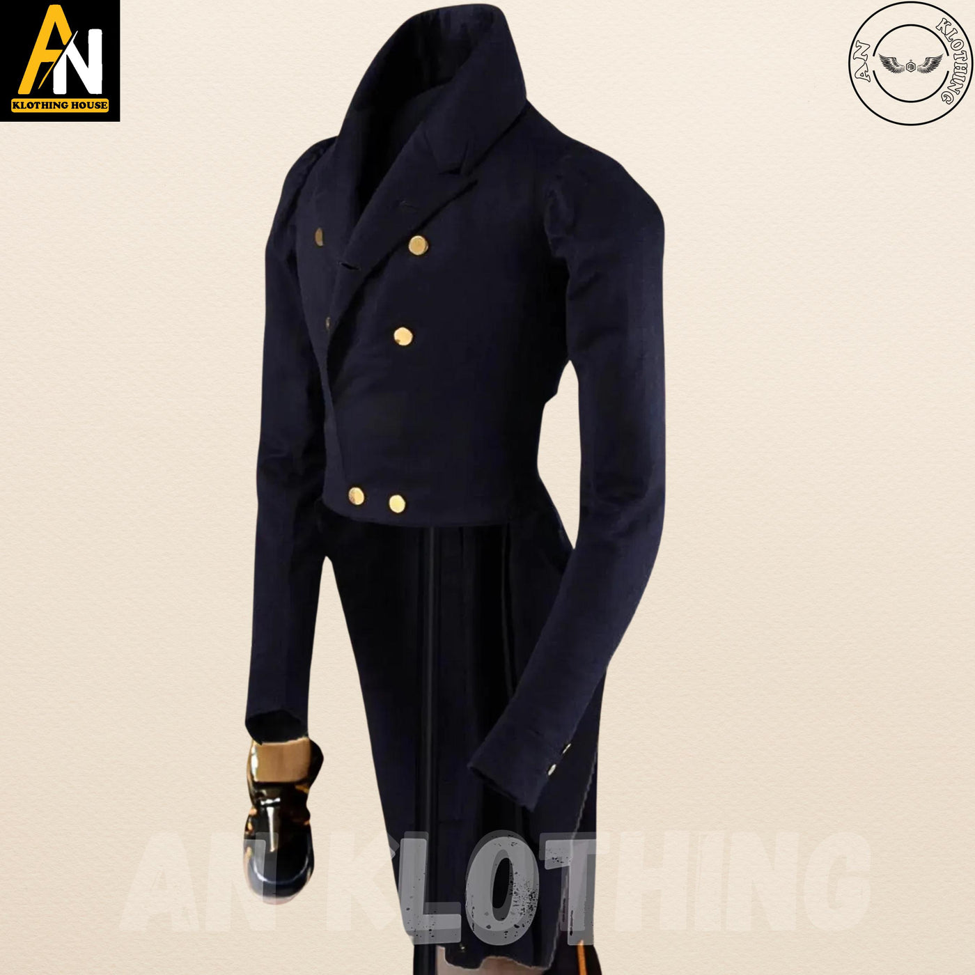 Men's Dark Navy Blue Regency 1840-1850 Tailcoat/Jacket - 19th Century Wool Coat - Historical Tailcoat - Regency Victorian Style Tailcoat