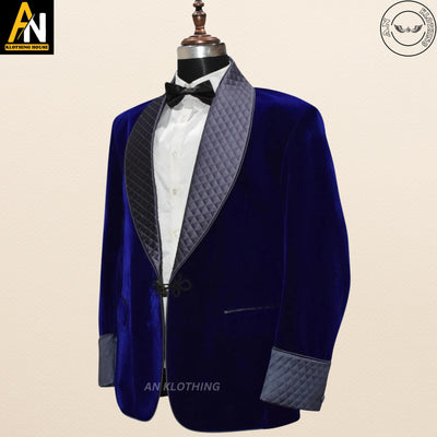 Men's Elegant Smoking Jacket - Long Gown - Evening Wear | Christmas Party - Long Gown Options and Velvet Variations | Long Velvet Suit