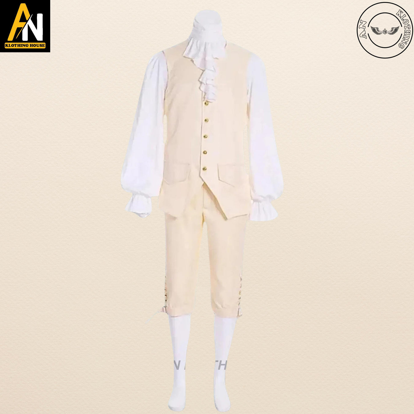 New George Washington Uniform, Navy Blue - Off White Wool Men - 1770s American Revolution War Jacket - Halloween Costume - Cosplay Costume