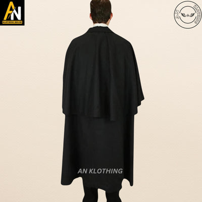 Men's Inverness Cape Coat - Callahan Frock Coat - Duster Coat - Black Christmas Inverness Coat - A Wool Overcoat with a Classic Cape Design