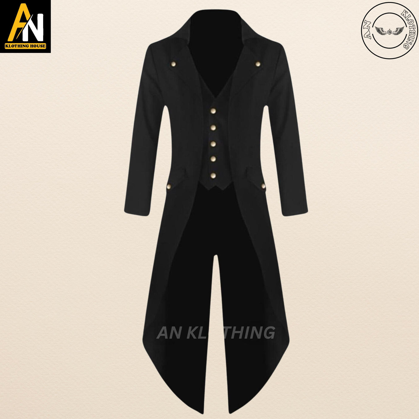 New Male Vintage Coat - Long Sleeved Men V-Neck Solid Vintage Costume Jacket Trench Coat - Custom made - Limited Edition Coat By AN House