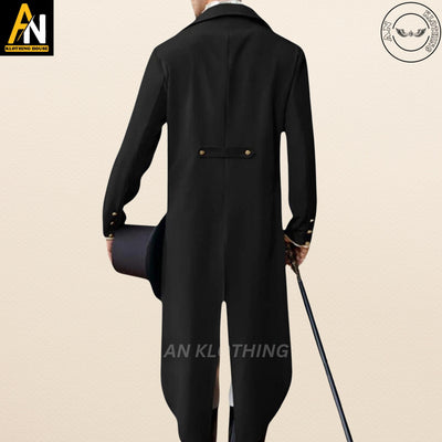 New Male Vintage Coat - Long Sleeved Men V-Neck Solid Vintage Costume Jacket Trench Coat - Custom made - Limited Edition Coat By AN House