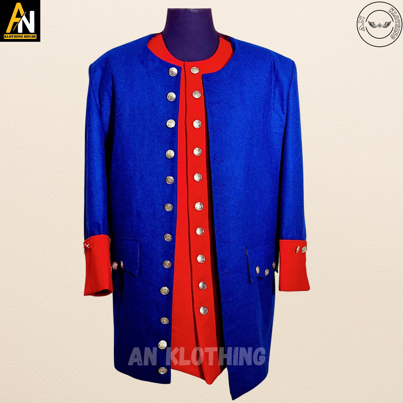 18th Century Adult Men Military Cavalry Officer's Cosplay Dress - Military Hussar Officers Costume - Blue Jacket Custom Made -Old Era Jacket