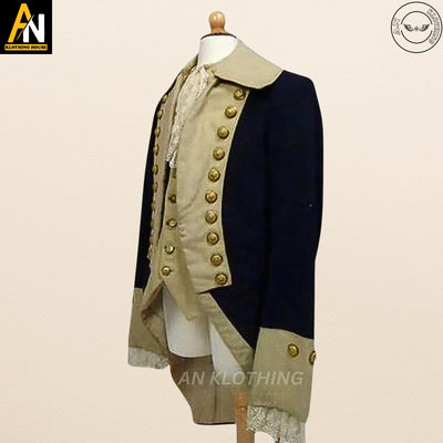 18th Century Military Officer Coat | Revolutionary War Uniform | George Washington Cosplay Outfit | Historical Reenactment Jacket By AN
