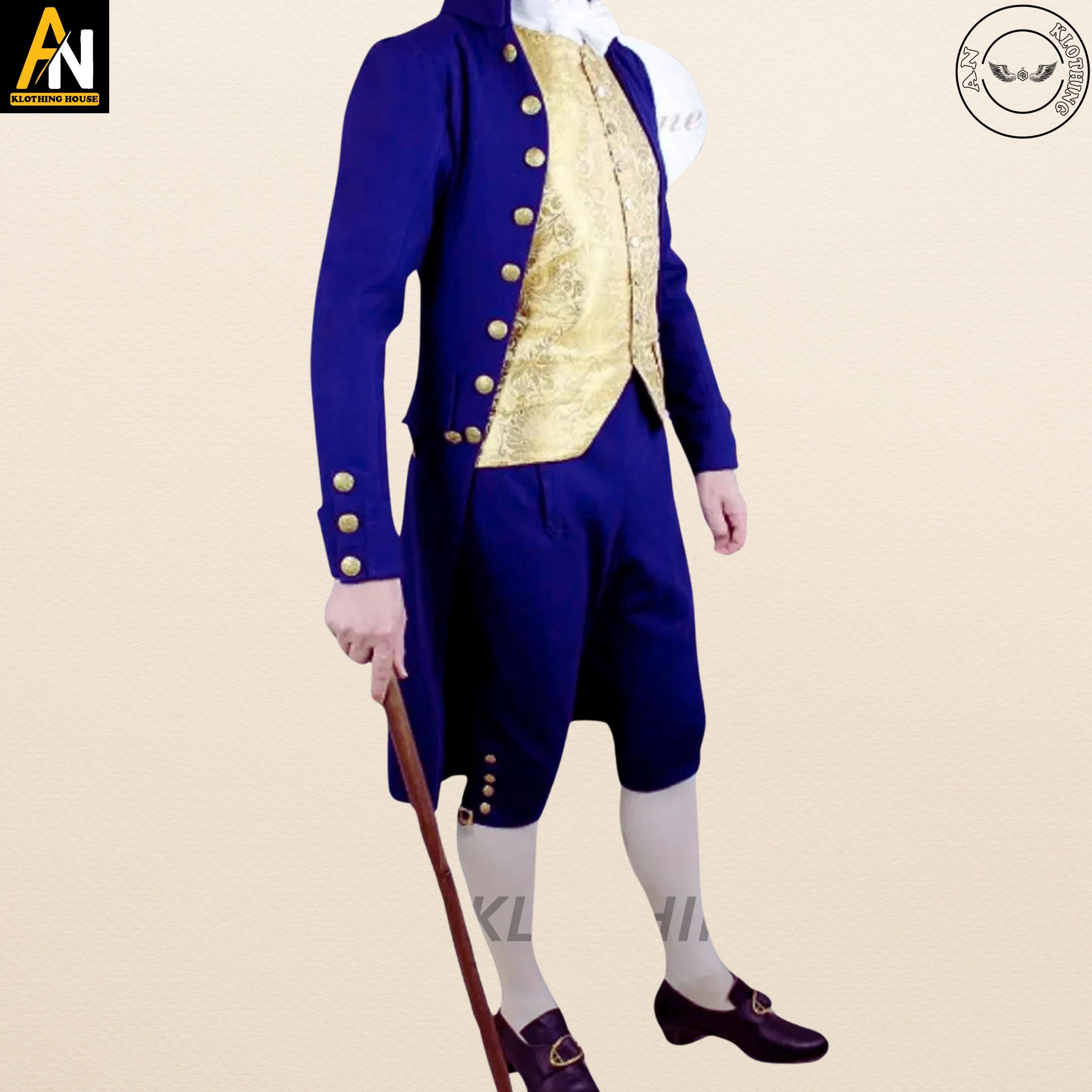 New 18th century - Men’s Blue 18th Century Frock Coat - Historical Col ...