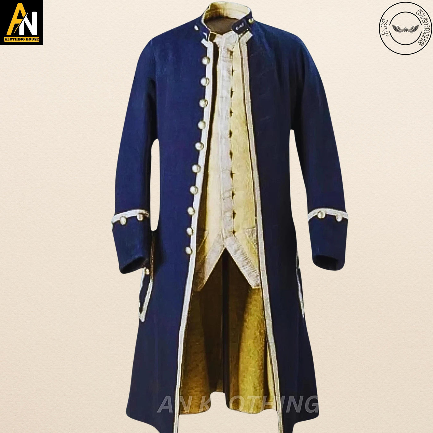 Steampunk Frock Coat - New Men Navy Blue Wool Imperial Frock Coat - Life Guards Military Frock Coat - The Life Of Armor Chamber Frock Coat