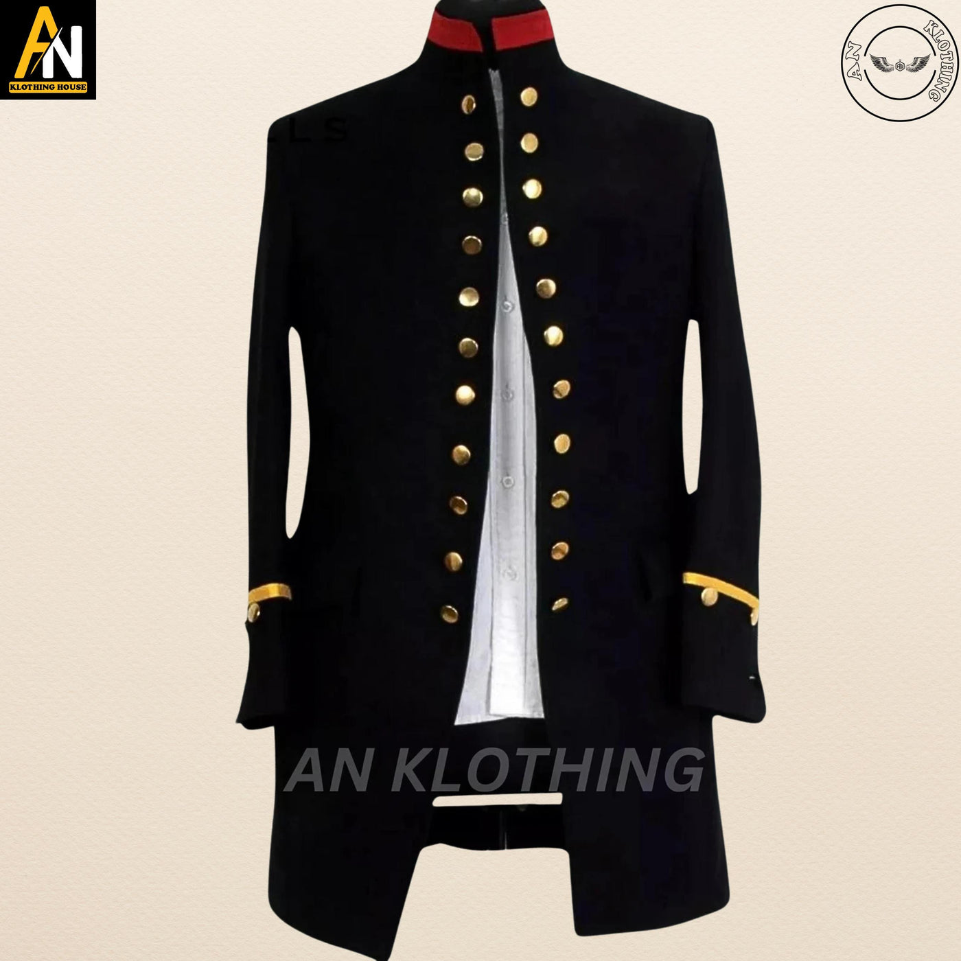 New Men's Pirate Coat - Custom Made Wool - Historical Reenactment - Cosplay Costume - Formal Occasions - Black Military Hussar Jacket