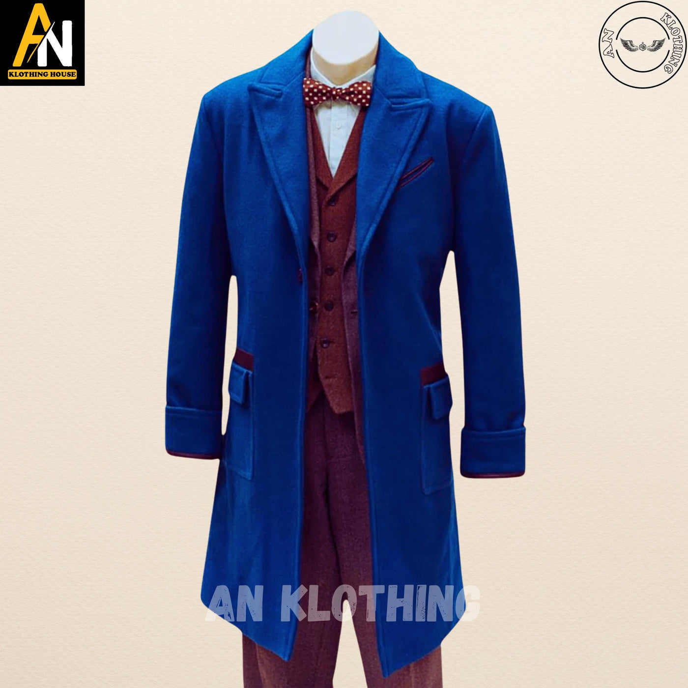 Brand New Limited Edition Men Jacket -  Life Of Armor Chamber Coat - Steampunk Jacket - Blue Wool Coat - Long Coat - Gothic Trench Coat