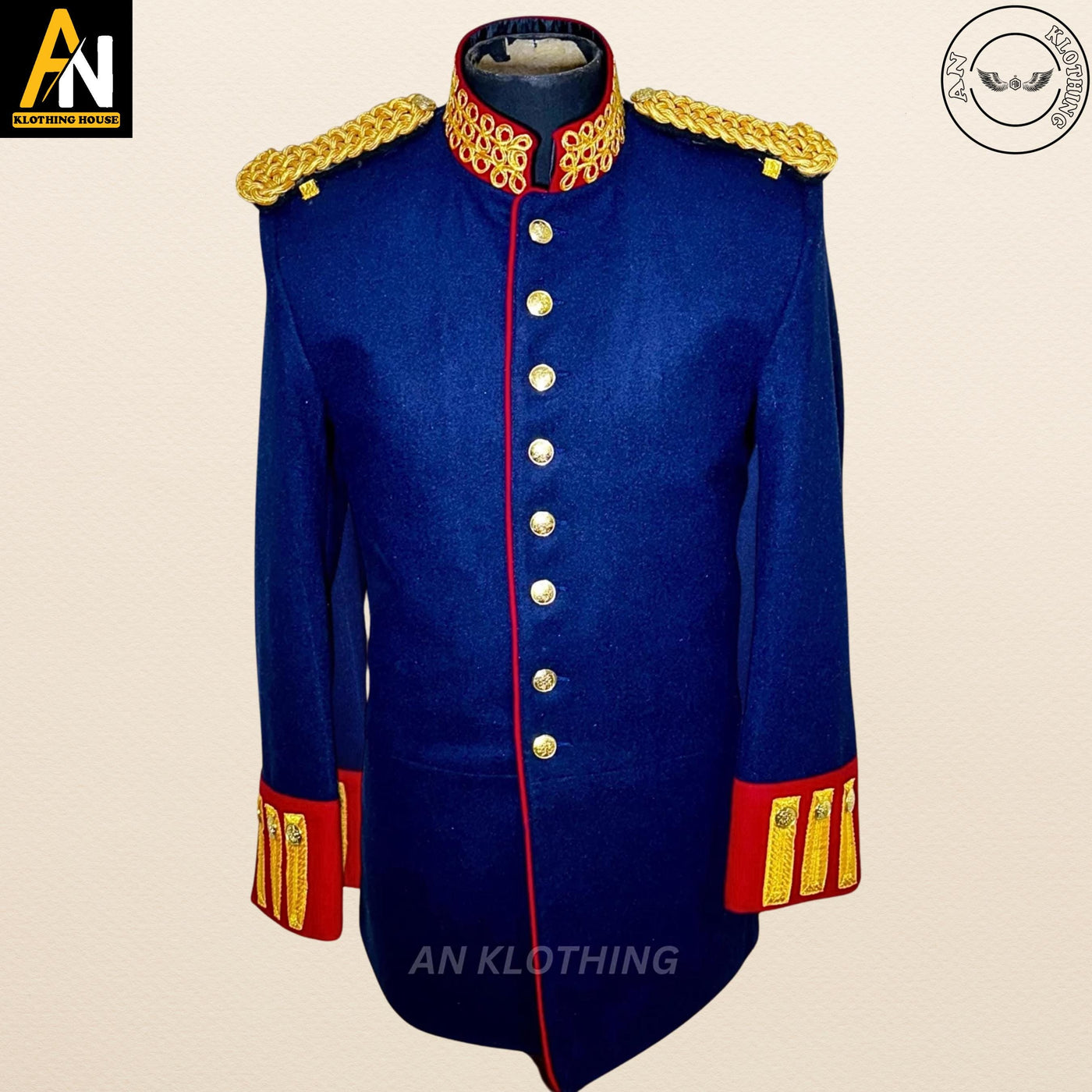 18th century - Men’s Blue 18th Century Military Coat - Historical Colonial Outfit inspired set Costume Regency Coat - Renaissance Jacket