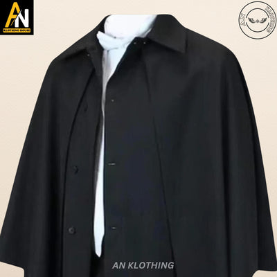 Men's Inverness Cape Coat - Callahan Frock Coat - Duster Coat - Black Christmas Inverness Coat - A Wool Overcoat with a Classic Cape Design