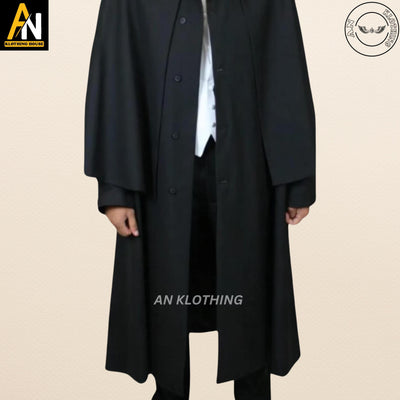 Men's Inverness Cape Coat - Callahan Frock Coat - Duster Coat - Black Christmas Inverness Coat - A Wool Overcoat with a Classic Cape Design