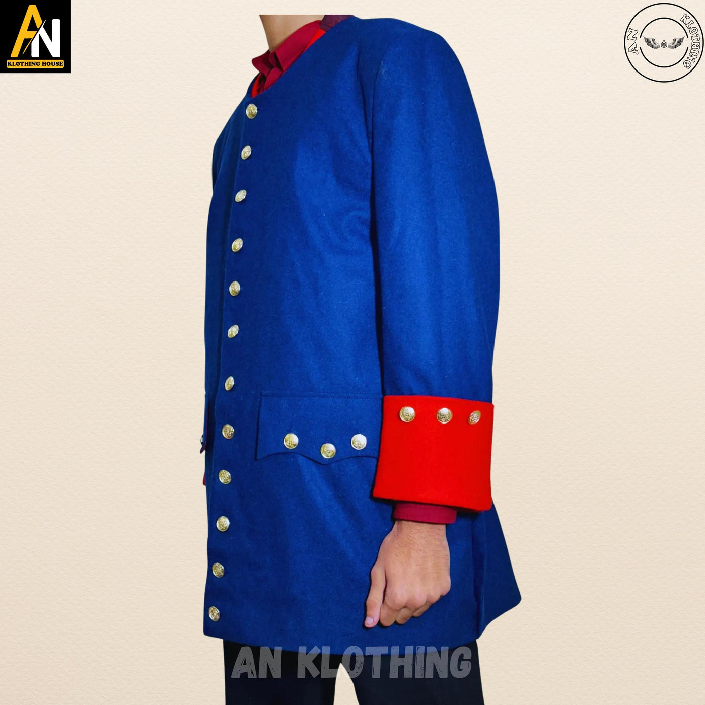 18th Century Adult Men Military Cavalry Officer's Cosplay Dress - Military Hussar Officers Costume - Blue Jacket Custom Made -Old Era Jacket