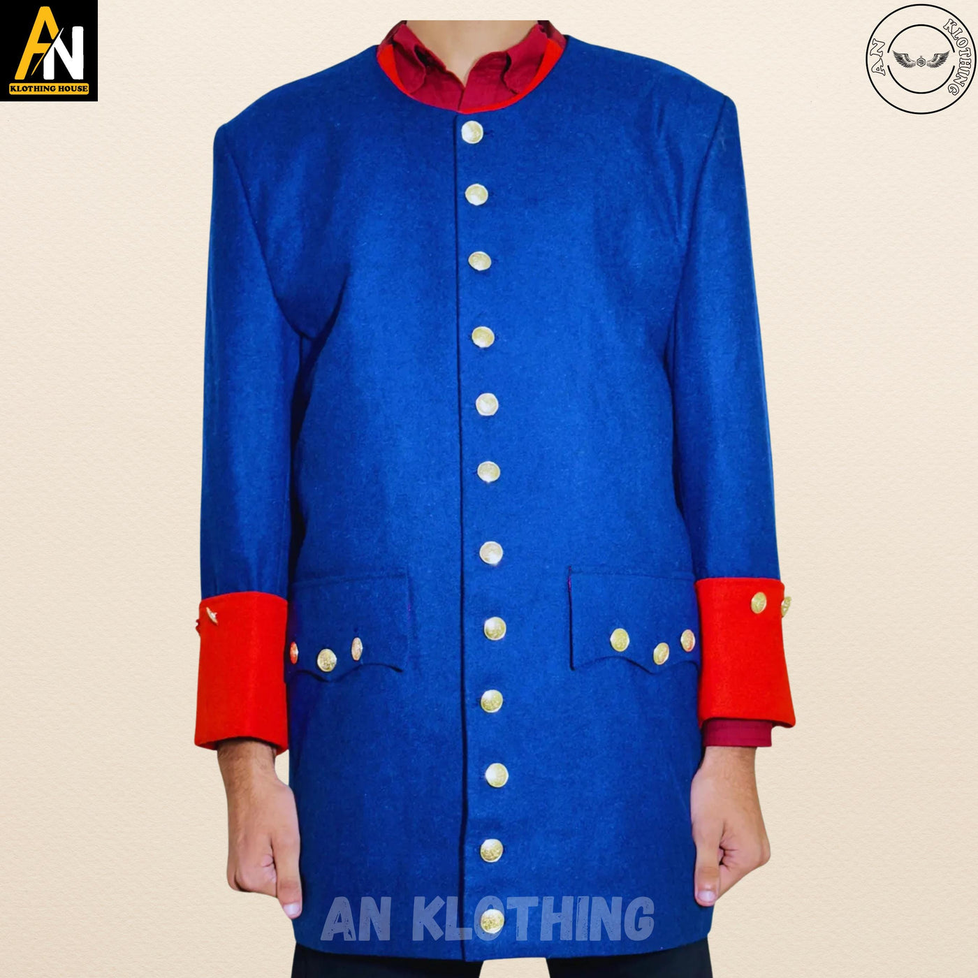 18th Century Adult Men Military Cavalry Officer's Cosplay Dress - Military Hussar Officers Costume - Blue Jacket Custom Made -Old Era Jacket