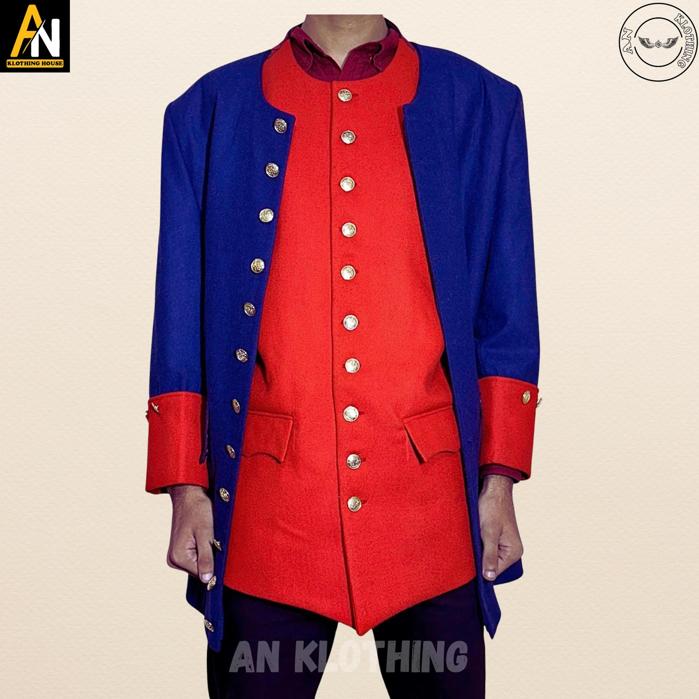18th Century Adult Men Military Cavalry Officer's Cosplay Dress - Military Hussar Officers Costume - Blue Jacket Custom Made -Old Era Jacket