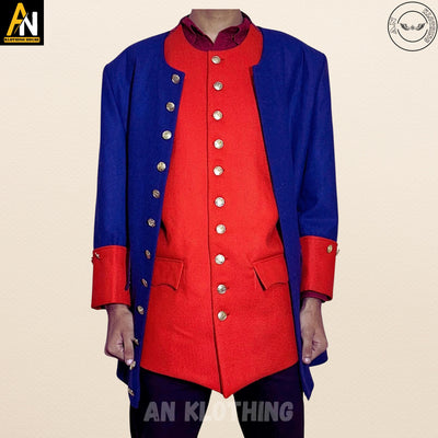 18th Century Adult Men Military Cavalry Officer's Cosplay Dress - Military Hussar Officers Costume - Blue Jacket Custom Made -Old Era Jacket