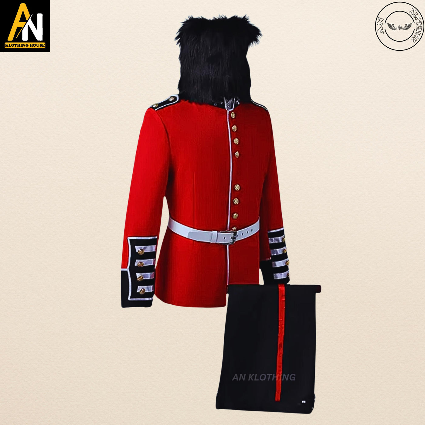 British Uniform Royal Guard Soldier Costume Mens Fancy Dress Outfit Grenadier - Red Men's Hussar Soldier Grenadier Royal Trooper Wool Jacket