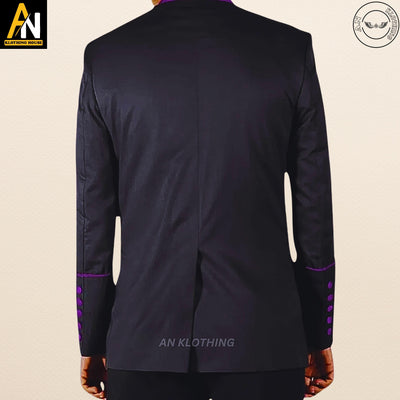 Brand New Men's Clergy Frock Jacket - Black/Purple - Lord Peace Clergy - Traditional Jacket Roman Priest Robe Purple Color - Church Costume