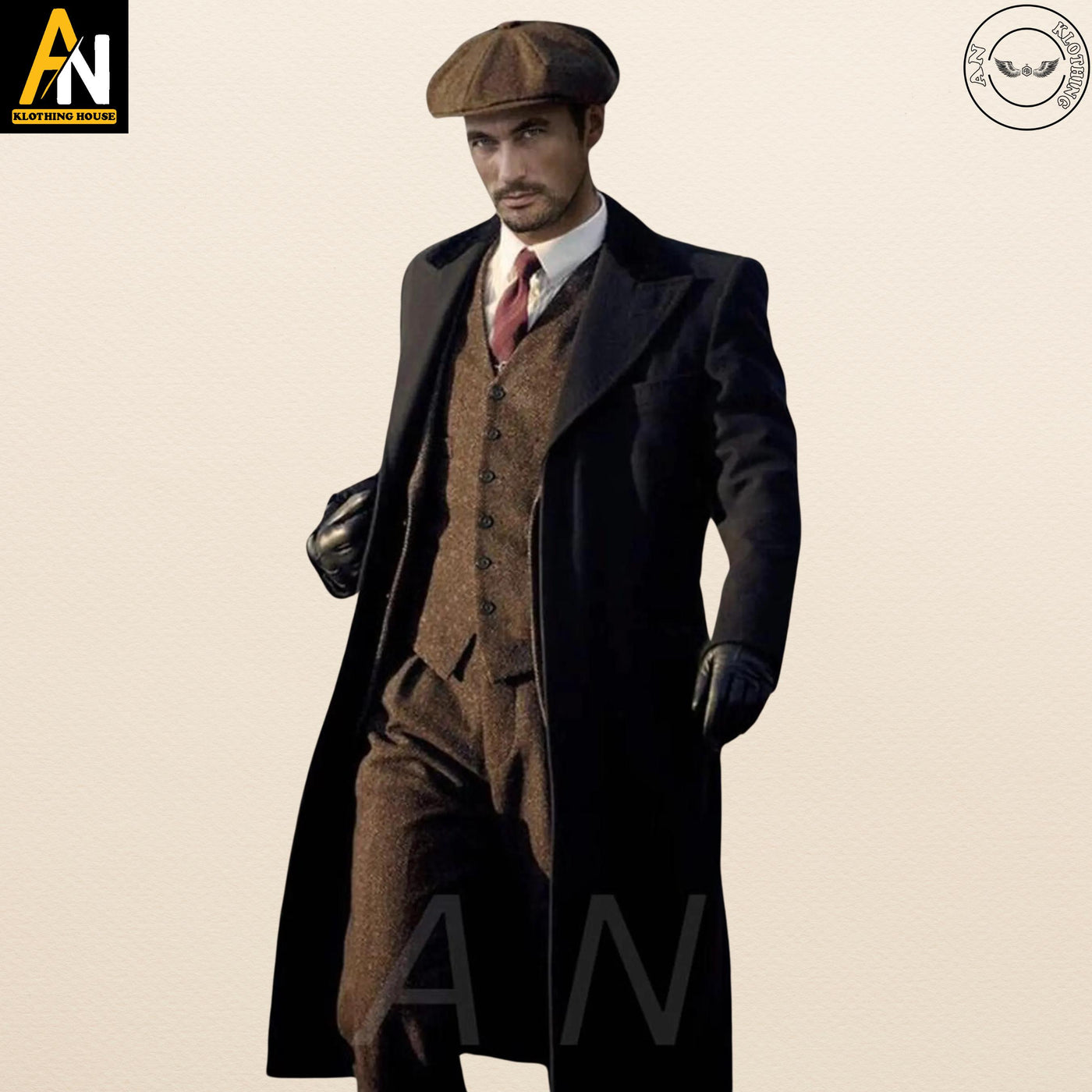 Men's 4-Piece Suit - Exquisite Peaky Blinders Tweed Herringbone - Inspired by Tom Shelby - Tailored Perfection - Premium Quality Coat