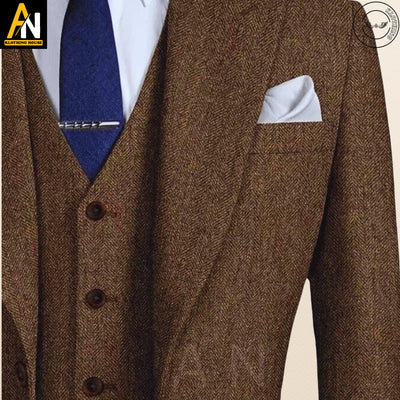 Men's 4-Piece Suit - Exquisite Peaky Blinders Tweed Herringbone - Inspired by Tom Shelby - Tailored Perfection - Premium Quality Coat