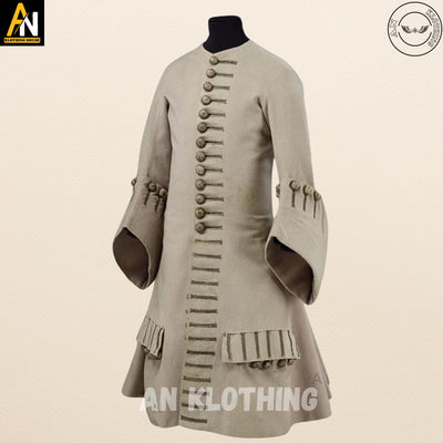 New Military White Long Frock Style Men's Coat Buttons Closure - Off White Wool Long Frock Coat - Vintage jacket - Regency frock coat style