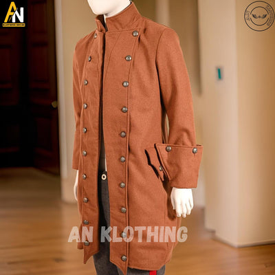 Brand New Men's Brown Wool Deluxe Pirate Jacket with Pockets Costume, Men's pirate coat , Handmade Jacket