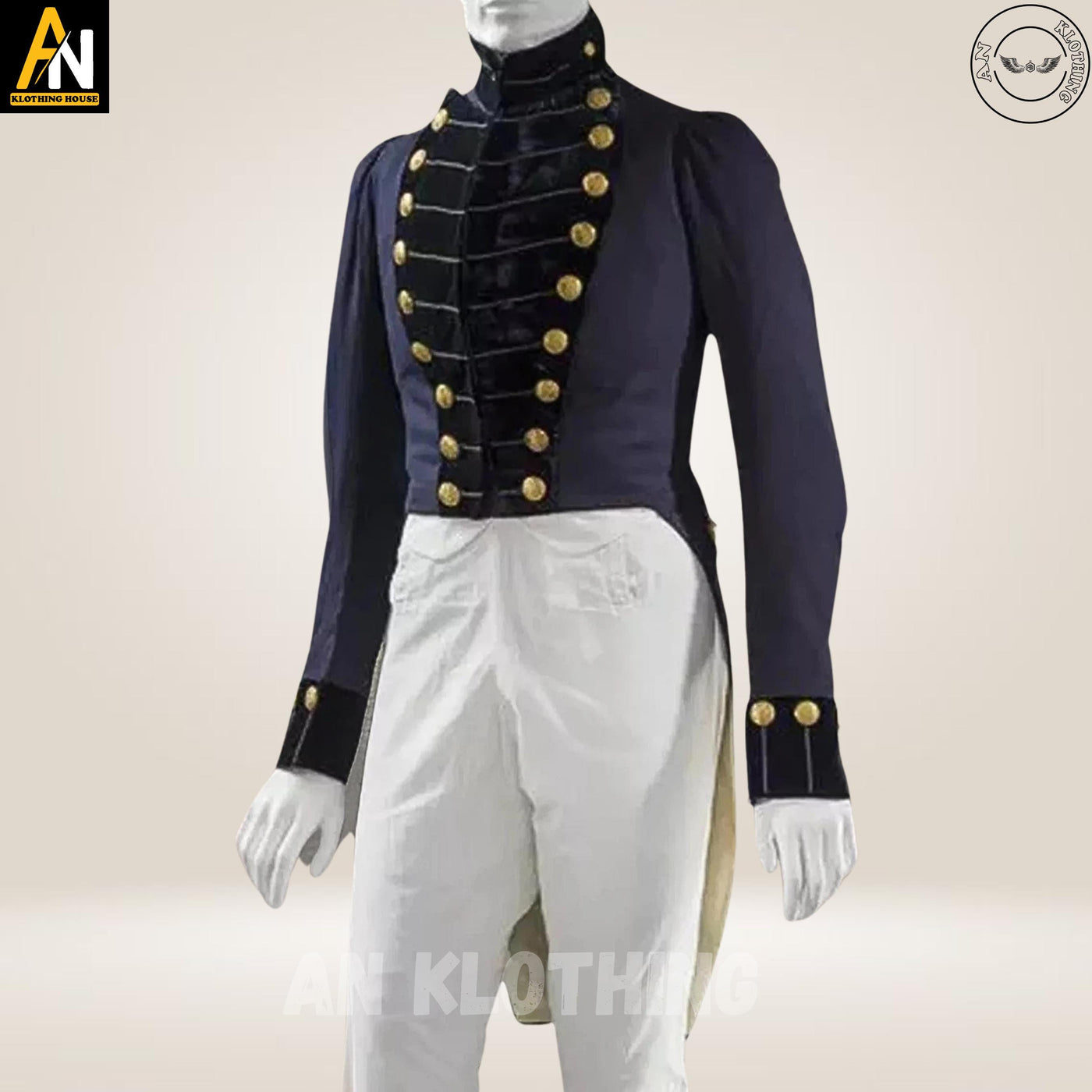 Brand New Men's Blue Regency Era 1810 to 1830 Men Fashion Navy Blue Wool Men Jacket, Men's Regency Coat , Handmade Coat By AN Klothing House
