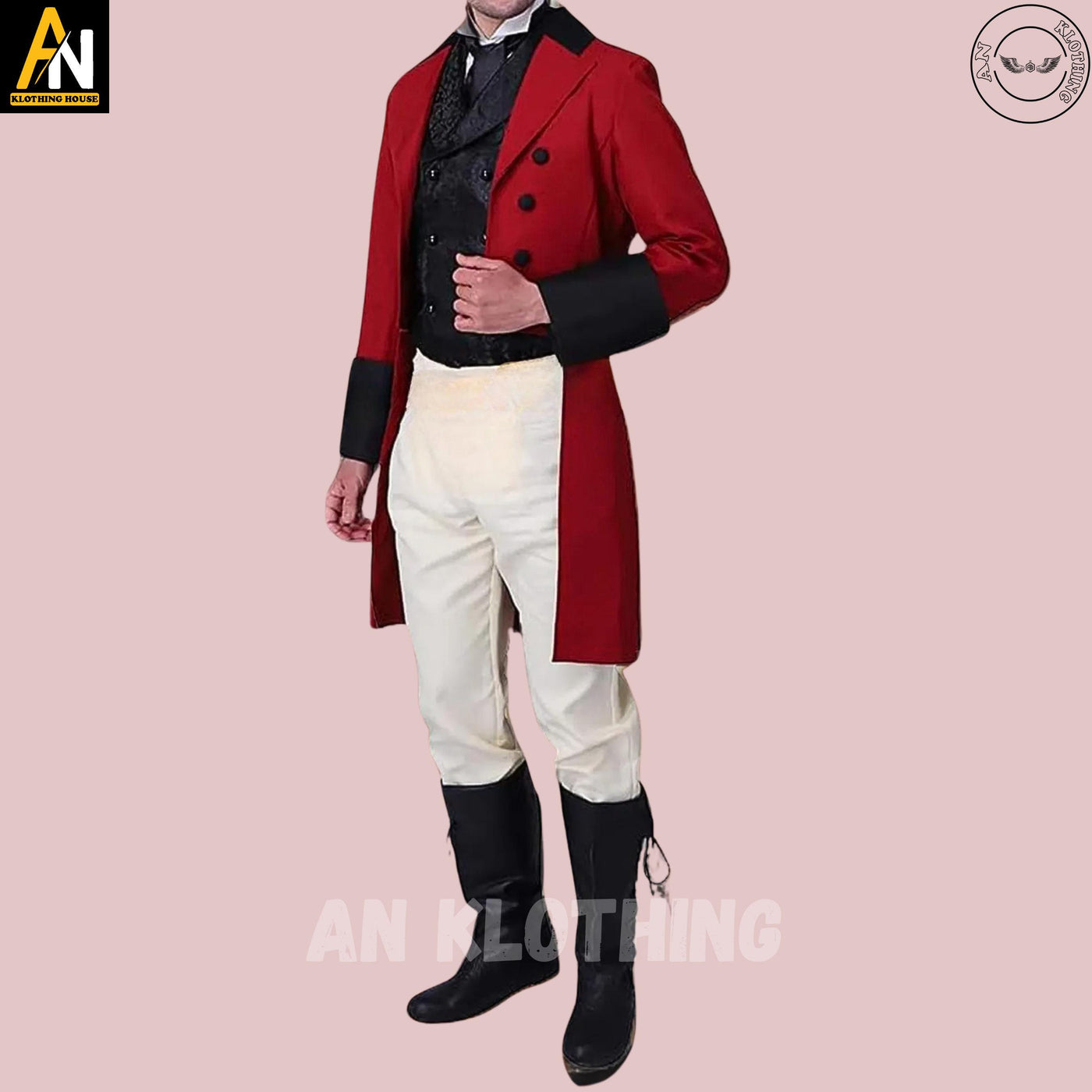 Brand New Men’s Red Victorian Regency Tailcoat & Breeches Set - 1830-50 Dated, Custom Fit Regency Fashion Coat Special And Limited Stock