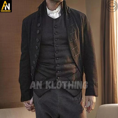 New Men's Wool Dark Brown Men's Military Frock Coat, Regency 18th Century Coat, Men's Regency Tail Coat, Handmade Jacket