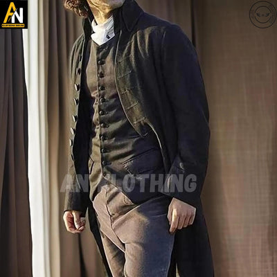 New Men's Wool Dark Brown Men's Military Frock Coat, Regency 18th Century Coat, Men's Regency Tail Coat, Handmade Jacket