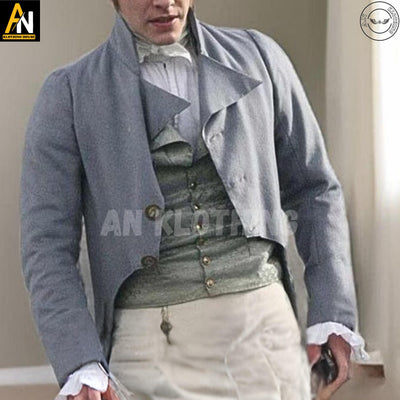 Men's Grey Wool Regency Tailcoat - Perfect for Weddings, Theater Costumes and Historical Event, Handmade Jacket