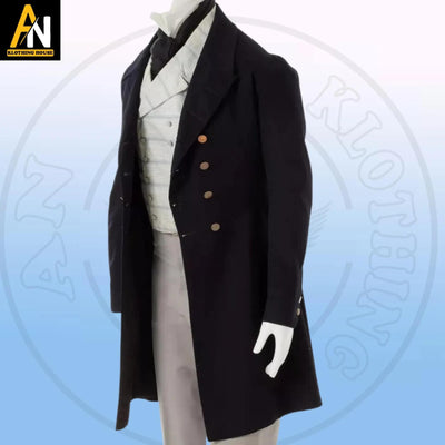 Men's Dark Navy Blue Regency 1840-1850 Coat/Jacket - 19th Century Wool Coat - Historical Coat - Regency Victorian Style Coat, Regency Suit